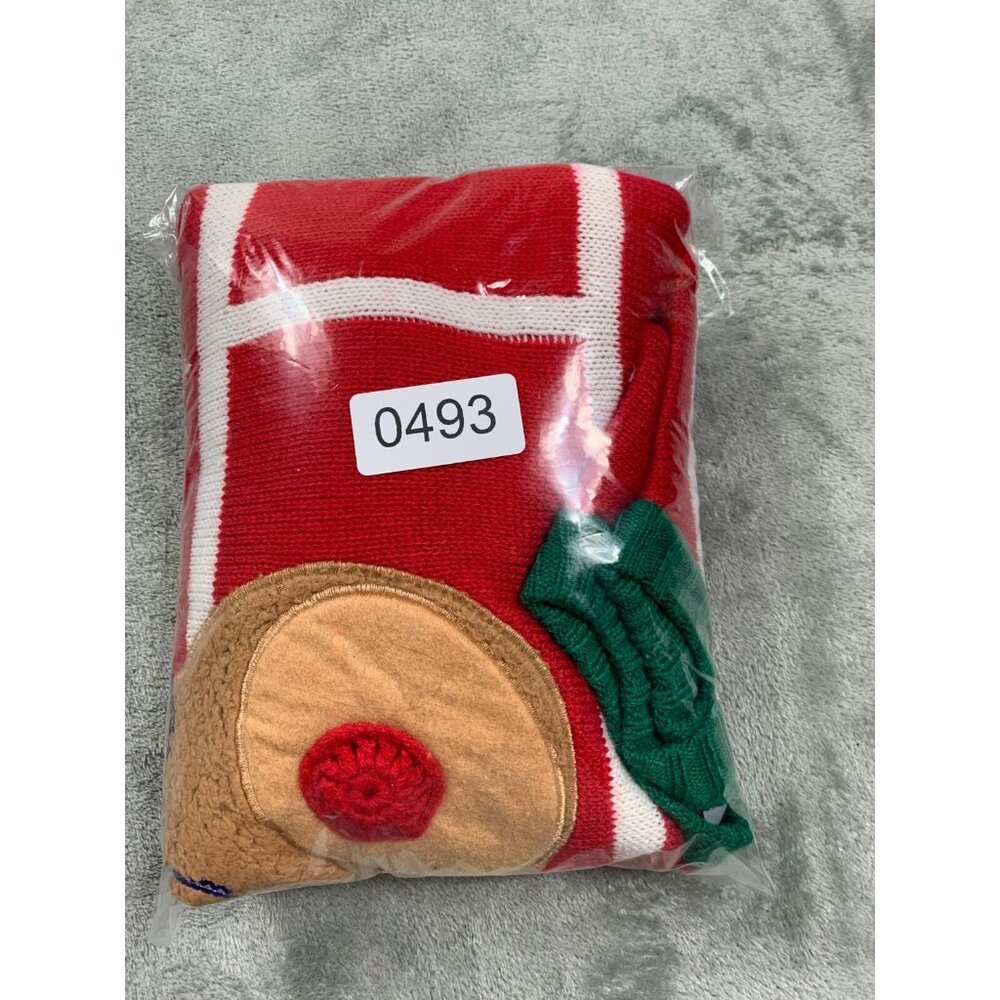 Christmas Reindeer Sweater Boys Large 10-12 Red Green Snowflake Holiday Time Cut - Picture 11 of 11